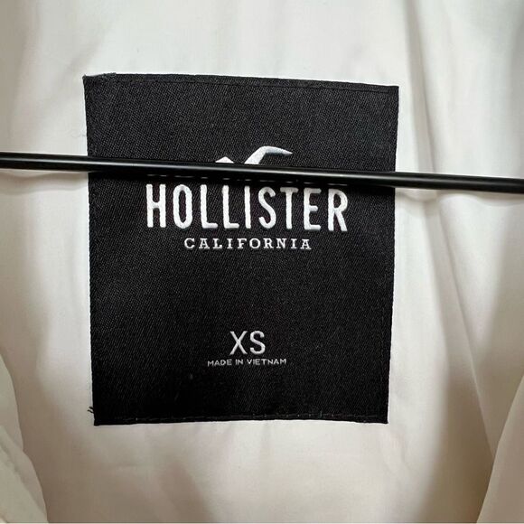 Hollister Cream Sherpa Bomber Jacket Full Zip with Snaps Size XS Off White - Picture 5 of 11